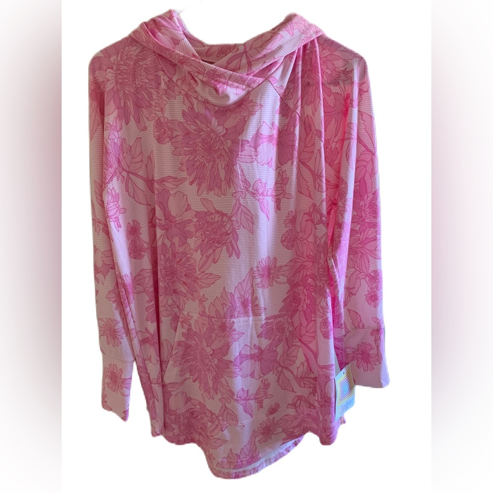 Lularoe Pink Floral Hoodie Amber Hoodie Size Medium